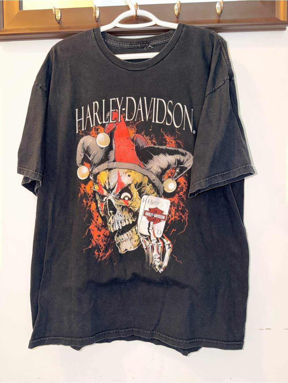Harley-Davidson Black Graphic Skull Jester Tee with Red Accents Size XL